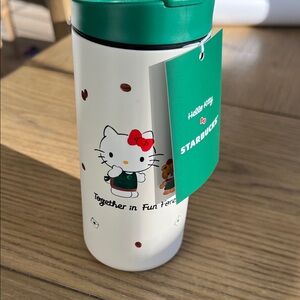 Starbucks White and Green Hello Kitty Tumbler